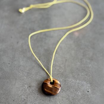 Hope Tiger's Eye Disc Cord Necklace, 3 of 5