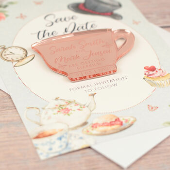 Vintage Tea Party Wedding Save The Date Magnet, 5 of 5