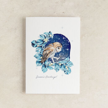 Christmas Owl Watercolour Greetings Card, 2 of 2