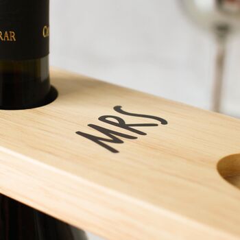 Personalised Wine Bottle And Glasses Holder For Two, 4 of 6