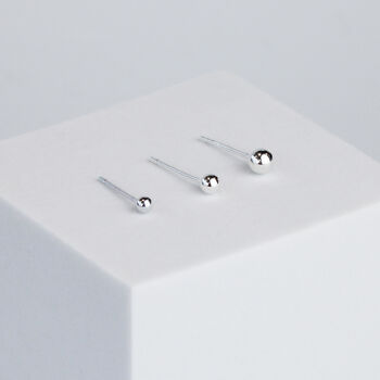 Sterling Silver Simple Ball Stud Earrings, 2 of 5