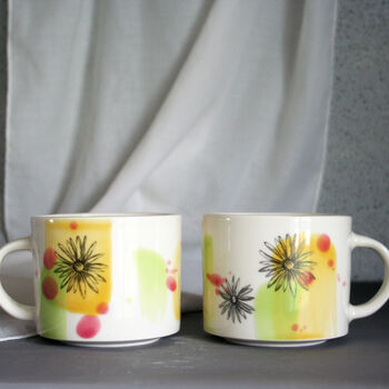 Yellow Green Ceramic Mug Daisy Flower, 2 of 3