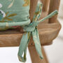 Set Of Two Green Floral Seat Cushions With Ties, thumbnail 5 of 5