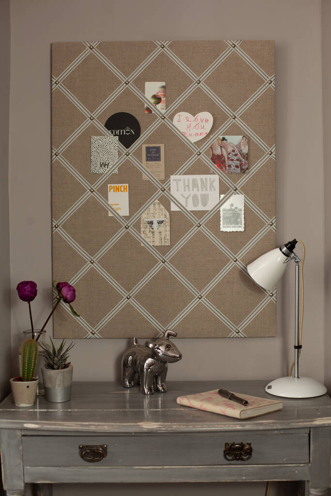 Bespoke White Linen Notice Board By Kiki Voltaire