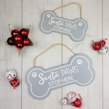 Santa Paws Stop Here Wooden Sign, 4 of 6