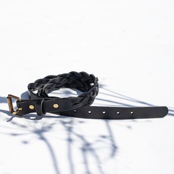 Plaited Black Italian Leather Belt, 2 of 4