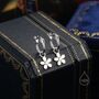Sterling Silver Daisy Dangle Drop Huggie Hoop, thumbnail 2 of 12