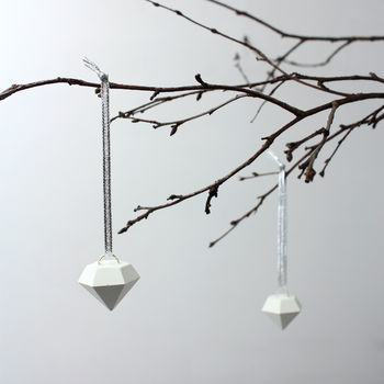 Six White Concrete Diamond Christmas Decorations, 2 of 3