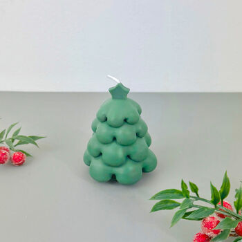 Green Christmas Tree Candle And Christmas Decoration, 7 of 11