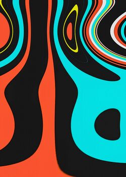 Retro Abstract Wall Art, Orange And Black Shapes, 8 of 12