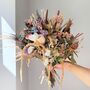Hydrangea Pastel Bouquet With Eucalyptus Bark Sticks And Protea, thumbnail 1 of 7