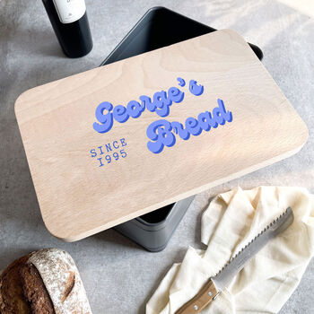 Personalised Bread Bin/Cake Tin With Wooden Lid, 10 of 11