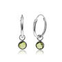 August Birthstone Hoop Earrings With Peridot Charm In Sterling Silver, thumbnail 1 of 5