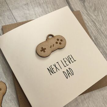 Next Level Dad Gamer Wooden Birthday/Father's Day Card, 2 of 2