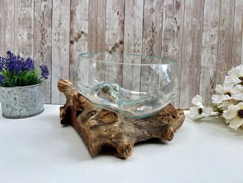 Large Driftwood Molten Glass Bowl Fruit Nuts Food Bowl Handmade Decor 24 28cm, 7 of 9