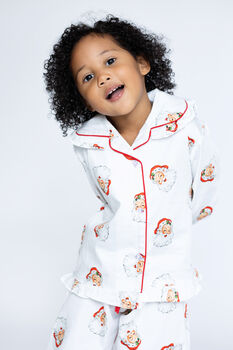Girl's Personalised Christmas Santa Print Pyjamas, 6 of 12