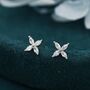 Sterling Silver Four Marquise Flower Stud Earrings, thumbnail 1 of 12