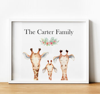 Personalised Giraffe Family Tree Print | Gift For Mum, 2 of 10
