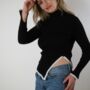 Black Knitted Turtleneck Pullover Sweater, thumbnail 1 of 4