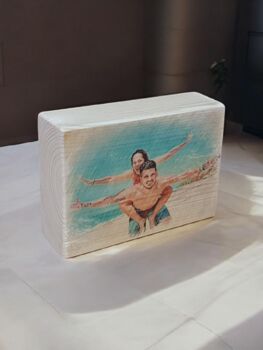 Personalized Cartoon Photo On Pine Wood – Custom Illustrated Portrait From Your Photo, 4 of 5