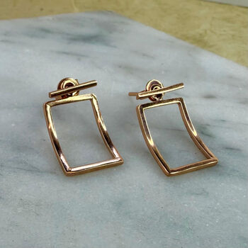 Gold Curved Rectangle Ear Jackets, 3 of 7
