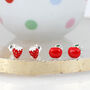 Girl's Sterling Silver And Enamel Strawberry Earrings, thumbnail 3 of 7