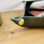 Personalised Dark Racing Green Leather Accessories Tray, thumbnail 3 of 12