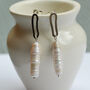 Freshwater Baroque Long Biwa Pearl Drop Earrings In Sterling Silver, thumbnail 2 of 7