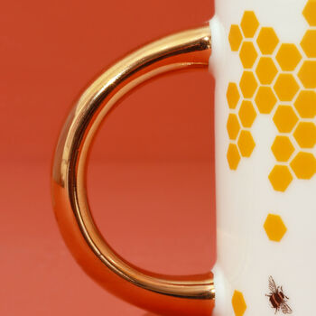 G Decor Beehives Contrast Gold Ceramic Tea Coffee Mug, 5 of 5