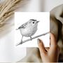 Goldcrest Bird Hand Drawn Greeting Card, thumbnail 2 of 6