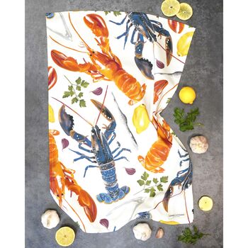 Lobster Tea Towel | 100% Cotton | Colourful Coastal Kitchen Gift, 3 of 4
