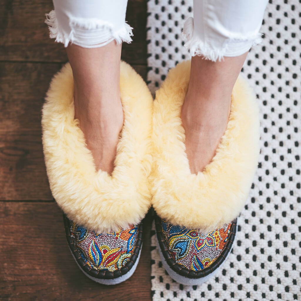 Mosaic Cream Sheepers Slippers, 1 of 12
