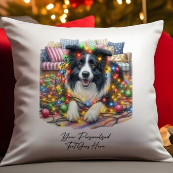 Personalised Border Collie In Christmas Lights, 4 of 10