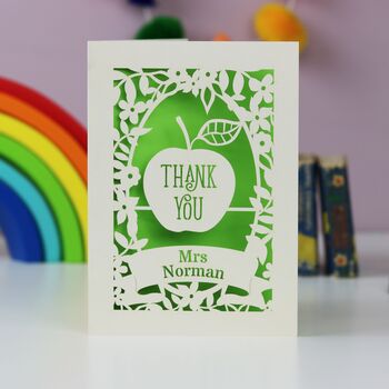 Personalised Papercut Teacher Apple Card, 2 of 5