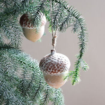 Six Wooden Acorn Baubles, 3 of 4