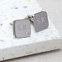 Personalised Men's Silver Tone Square Cufflink With Crystal, thumbnail 2 of 12