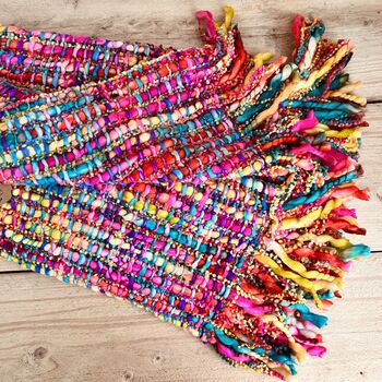 Large Rainbow Hand Loomed Soft Chunky Throw Blanket, 3 of 11
