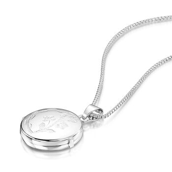 Italian Floral Engraving Round Locket – Silver, 4 of 5