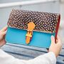 Recycled Leather Animal Print Crossbody Clutch Bag, thumbnail 8 of 12