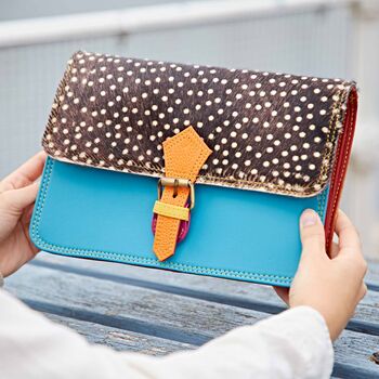 Recycled Leather Animal Print Crossbody Clutch Bag, 8 of 12