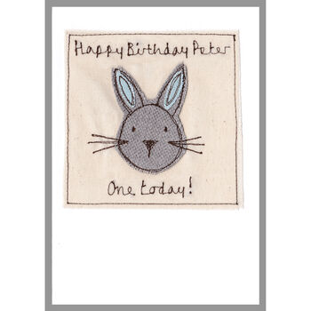 Personalised Rabbit 1st Birthday Or New Baby Boy Card, 6 of 12