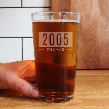Personalised Birthday Name And Date Pint Glass, 3 of 3