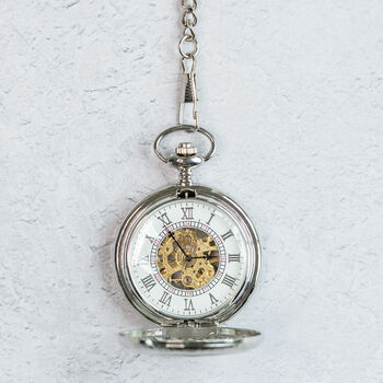 Steampunk Pocket Watch Silver; The Milburn, 8 of 8