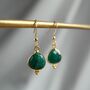 Emerald Gemstone Drop Earrings, thumbnail 2 of 3