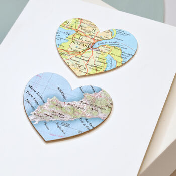 Custom Map Hearts Valentines Card, 3 of 6