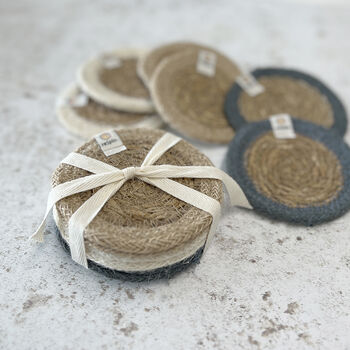 Respiin Set Of Six Seagrass And Jute Coasters Naturals, 4 of 10