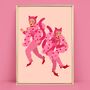 Cat Women Heart Pattern Catsuit Art Print, thumbnail 1 of 2