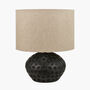 Black Mango Wood Table Lamp With Carved Dot Pattern, thumbnail 4 of 8