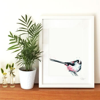 Inky Long Tailed Tit Illustration Print, 9 of 11