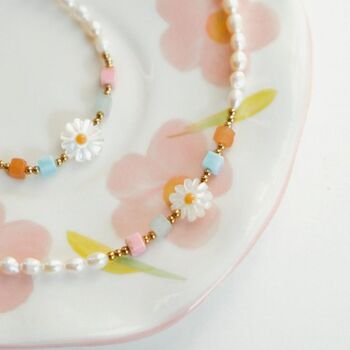 Flower Pearl Beaded Necklace Bracelet Set Two Options, 2 of 3